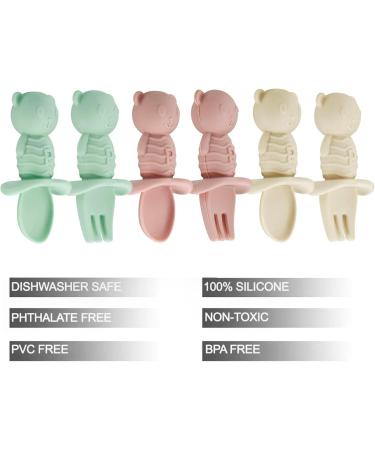 Pandaear 6-Pack Baby Learning Spoon & Fork Set | Silicone Cutlery for 4-6 Months | BLW Eating Utensils for Porridge & Dinners - Buy Online on GoSupps.com