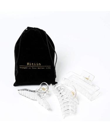 Kitiin Clear Hair Claw Clips - 3 Pack Transparent Hair Clips for Thick/Fine/Thin Hair - Strong Holding Teeth Interlocking - Large Jaw Clips for Women - Buy Online on GoSupps.com
