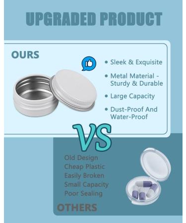 9-Piece Mini Portable Aluminium Pill Cases with 32 Blank Labels - Shatter-Proof Water-Proof Pill Organizer for Travel - All White - Buy Online on GoSupps.com