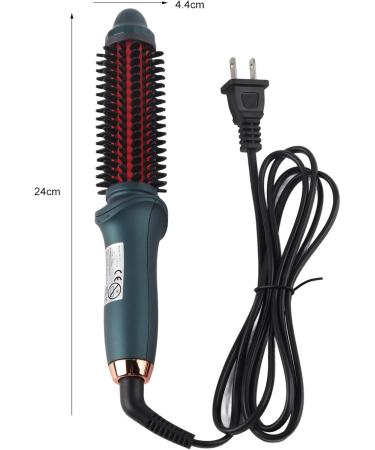 2 in 1 Heated Curling Iron Brush - Portable Thermostatic Hair Curler & Straightener | Green Electric Styling Brush - Buy Online on GoSupps.com