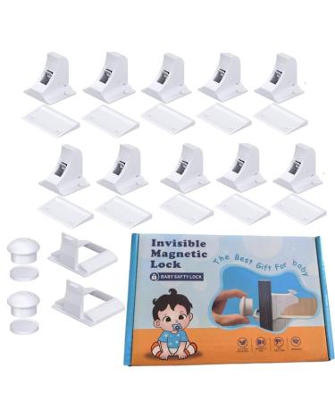 Magnetic child protection cabinet locks for children (10 locks + 2 keys) baby security lock for cupboards and drawers no tools or screws required