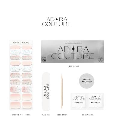 Adora Couture Semi Cured Gel Nail Strips - Pink & White Sparkle Manicure | Press On Nails for Women - Home Salon Kit (Sweetie Pie) - Buy Online on GoSupps.com
