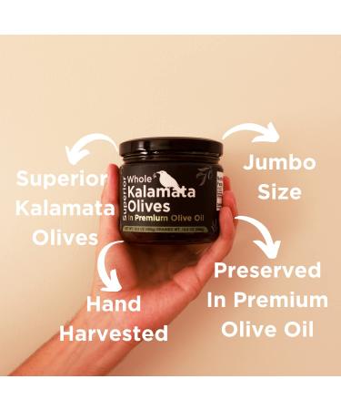 Superior Whole Kalamata Olives JUMBO preserved in Greek Premium Koroneiki Extra Virgin Olive Oil  16.9 Ounce  Mnamu 1.05 Pound (Pack of 1) - Buy Online on GoSupps.com