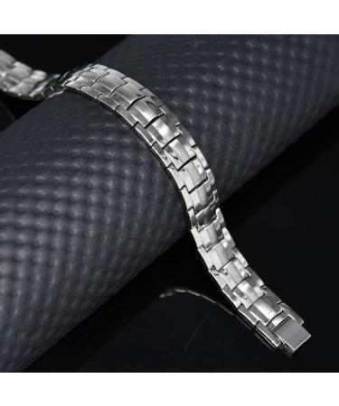 Vicmag Magnetic Bracelet for Men | Titanium Steel with Ultra Strength Magnets | Adjustable Double Row Design & Gift Box (Silver) | International Shipping Available - Buy Online on GoSupps.com