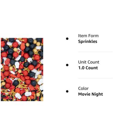 Movie Popcorn Sprinkles Edible Red and Black Confetti Cake Sprinkles Hollywood Movie Red Carpet Sprinkles for Cupcake Decorating Pearls Quin - Movie Cinema Sprinkles for Cake Decorating Decorations Movie Night - Buy Online on GoSupps.com