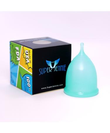 Super Jennie Menstrual Cup - Large Capacity Period Cup for Heavy Flow, Sensitive Bladder Users, Soft, Flexible, Tampon Pad Alternative - Large Teal Teal Large (Pack of 1)