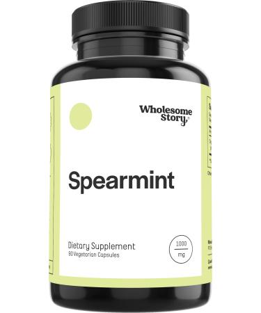 Organic Spearmint Capsules | Great Alternative to Spearmint Tea | 1000mg Spearmint Leaf Powder | Supports Hormones  Cognition  Gut  Immune System  PCOS | 30-Day Supply | 90 Spearmint Supplements