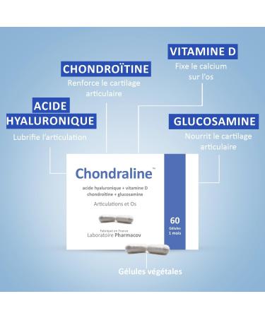 Chondraline - Painful joints - Cartilage and bone strengthening - Hyaluronic acid - Vitamin D - Glucosamine - Chondroitin - Made in France - 1 month - NATURAFRANCE - Buy Online on GoSupps.com