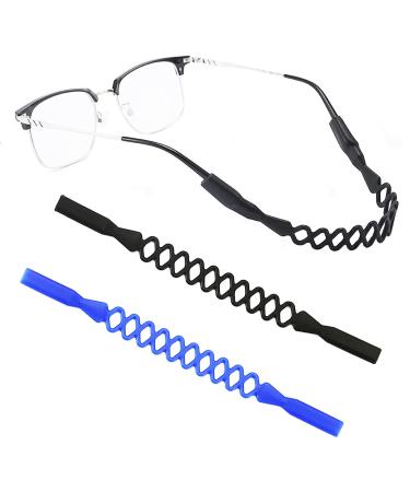 Glasses band for children boys and girls glasses holders straps for toddlers silicone non -slip elastic sports glasses holder black/blue