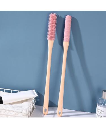 Toe Lotion Applicator - 2 Long Handle Toe Scrubber | Silicone Bristles Foot Brush | Foot Towel Brush with Reusable Drying Covers | Toe Cleaning Brush Silicone Toe Brush for Seniors Pink - Buy Online on GoSupps.com