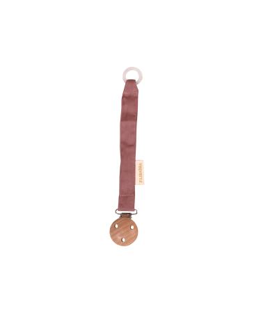 Filibabba pacifier chain made of organic cotton and wood |21 cm |Pacifier chain for boys and girls |Nickel-free metal clips |With silicone ring for attaching |Danish design (Dusty Rose)