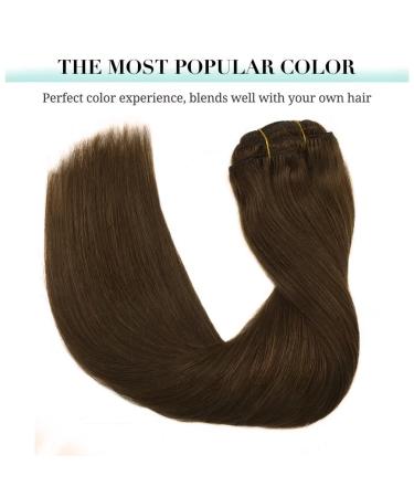 Doores Clip-In Extensions | 20 Inch Chocolate Brown Real Hair - 7 Piece 120g Remy Human Hair Extensions for Thick Natural Look - Buy Online on GoSupps.com