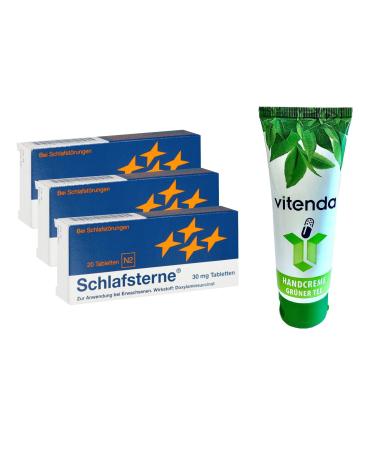 Schlafsterne 3x20 tablets including a hand cream from vitenda - For difficulty falling asleep and sleeping through the night