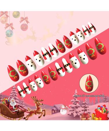 Brishow Christmas Artificial Nails - Snowman Press On Ballerina Red False Nails - 24 Full Cover Nails for Women & Girls - Buy Online on GoSupps.com
