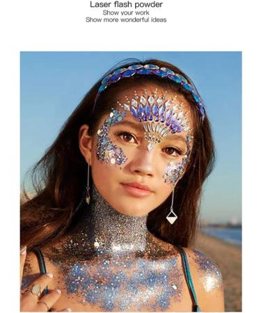 Buy Body Glitter Gel - 50ml Holographic Face & Body Glitter for Festivals | Mermaid Sparkling Chunky Gel & Liquid Eyeshadow - Buy Online on GoSupps.com