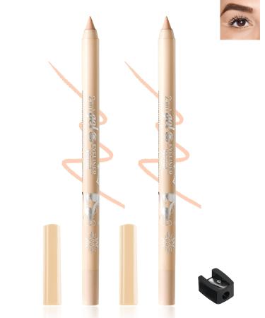Nude Colored Eyeliner Pencil Set-2Pcs Multi-Use Gel Eye Liner Eyeshadow Pen Waterproof Smudge-proof Long Lasting Water Line Pencil Professional Eye&Lip Makeup Kit for Women with Pencil Sharpener-03 2pcs 03 Nude