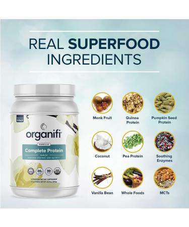 Complete Protein Vanilla Flavor - Organic Vegan Plant Based Protein Powder with Enzymes - 30 Day Supply - No Soy Dairy or Gluten (Vanilla Pack of 1) - Buy Online on GoSupps.com