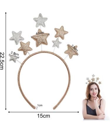 2 Pieces Five-pointed Star Headbands Shiny Star Headbands Hair Accessories Headbands Gold and Silver Headbands Headbands for Women Girls Suitable for Birthday Party Christmas - Buy Online on GoSupps.com
