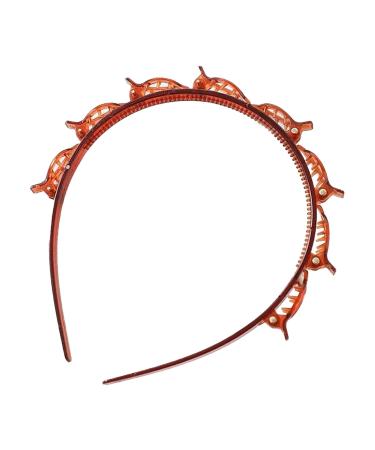 Double Bangs Hairstyle Hairpin - Fashion Headband with Clips | Professional Toothed Headband Braid Tool Teeth Comb Hair Hoop Headband with Clips Attached Multi-Layer Hollow Woven Headbands Red