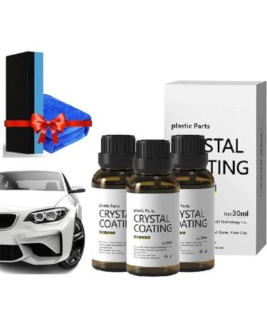 Car Plastic Renovation Coating Crystal Coating For Car Renovador De Pl Sticoy Cuero DeInteriores Revestimiento De Plastico Para Carro Long Duration Plastic Parts Refurbish Agent With Spong (Color 3pcs