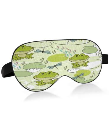 xigua Cartoon Frogs Dragonflies Sleeping Eyes Mask with Adjustable Strap Breathable Blackout Comfortable Sleeping Eye Mask for Men&Women165