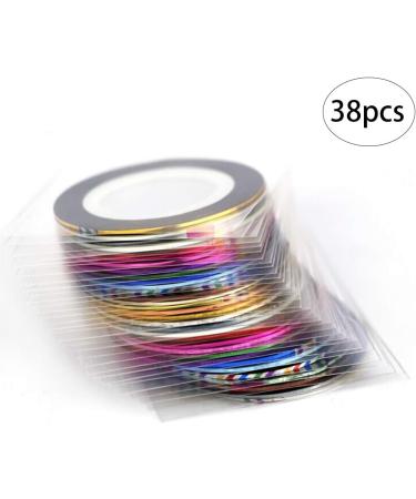 38 Rolls Nail Striping Tape Line Multicolor Rolls Striping Tape Line Nail Art Decoration Sticker Diy Nail Tip Mixed Colors - Buy Online on GoSupps.com