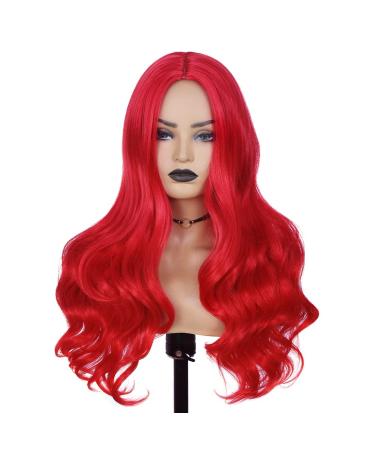 Fancy Long Red Wavy Wig for Women | Natural-Looking Heat-Resistant Synthetic Curly Hair for Parties - Buy Online on GoSupps.com