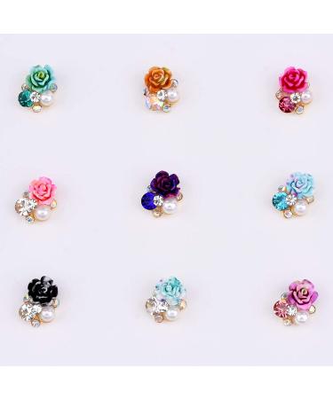 36pcs Colored Flowers 3D Nail Jewelry & Decorations | Crystal Rhinestone Charms for Nail Decor 9 Mixed Designs (NCJMC1) - Buy Online on GoSupps.com