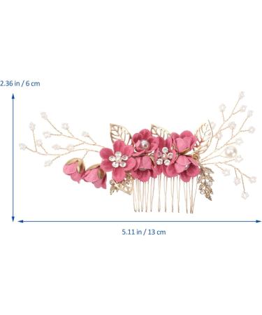 Lurrose Bride Wedding Hair Comb Combs for Hair Rhinestone Pearls Leaf Hair Piece Crystal Hair Side Comb for Women and Girls Rosy - Buy Online on GoSupps.com