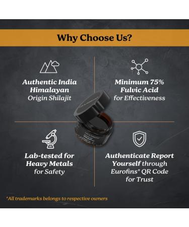 Life & Pursuits Pure Authentic Himalayan Shilajit Resin | Min. 75% Fulvic Acid Lab Tested Natural Gold Grade 85+ Trace Minerals (Pack of 1) 1.1 Ounce (1 Pack) - Buy Online on GoSupps.com
