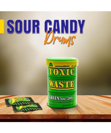 VR ANGLE Toxic Waste 4 x Green Sour Candy Drums Ultra Sour Tiktok Trend Retro Sweets Candy Perfect For Halloween Trick or Treat Birthday - Each Drum 42g - Sold By VR Angel - Buy Online on GoSupps.com