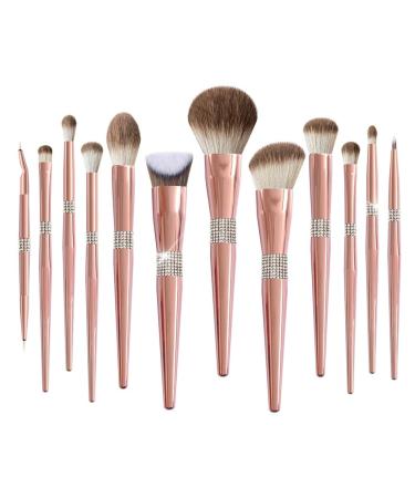 12 Rose Gold Snow Fox Hair Makeup Brush Complete Soft Makeup Brush Set eye shadow Makeup Brush 20cm white-Patch five-pointed star4