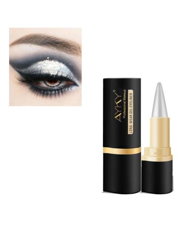 Ayky Long Wear Gel Eyeliner Natural Black Eyeliner Cream Gel Eyeliner Waterproof Eyeliner Gel Stick Makeup Eye-liners for Women Girls (Silver)