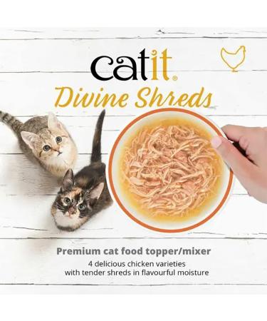 Catit Divine Shreds Wet Cat Food Toppers Chicken with Liver & Broccoli 75 g Pack of 18 Retail Units - Buy Online on GoSupps.com