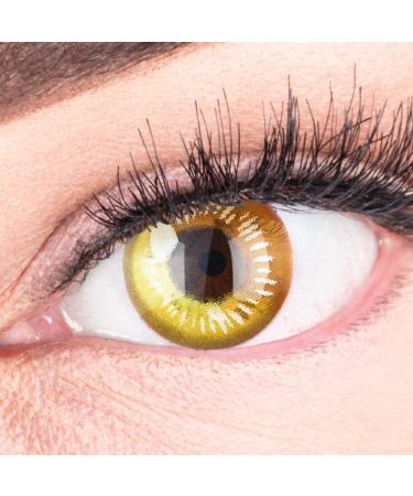 Colored yellow contact lenses Anime Yellow Circle Lenses Heroes of Cosplay strongly opaque - without strength with free lentil container - with strength -1.00 dioptries -1.0 diopters 8.6 millimeters 14.00 millimeters 2.0