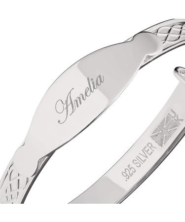 DOLCE VALENTINA Personalised 925 Baby Bangle Bracelet For Baptism Christening Baby Shower Birthday For Infant 1-3 yrs