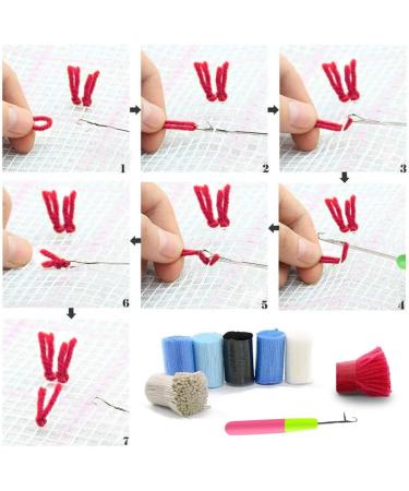 Oalushf Owl Latch Hook Kit for Adults & Kids - DIY Crochet Yarn Kit with Preprinted Canvas - Needlework Crafts Cushion - 20x14inch Blue - Beginners Friendly - Buy Online on GoSupps.com