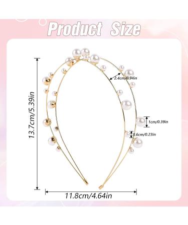 KALIONE White Pearl Double Crown Headband for Women - Elegant Wedding Bride Hair Accessories with Faux Pearls - Perfect Bridal Gift - Buy Online on GoSupps.com
