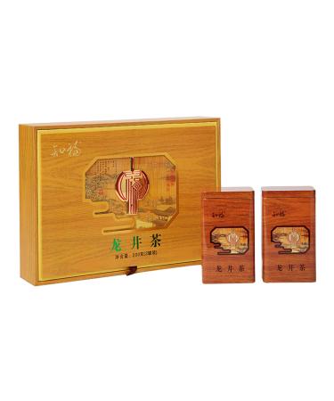 Chinese Longjing Green Tea Dragon Well Green Tea Gift Box Healthy Food Flavor from Farm Peasant China Top Ten Famous Teas 1398g/49.3oz Total 2 Cans