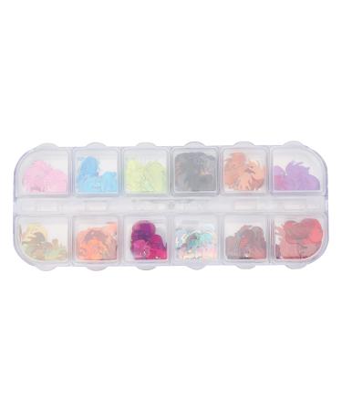 12Grids Flame Nail Art Stickers Glitters Fire Shape Flakes Nail Sequins 3D Nail Art Decals Charms Laser Foils for Women Nail Art Decoration