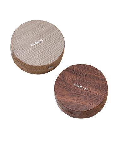 JECOMPRIS accessories 1 set contact lens container contact case clean contact lenses cover contact lenses case contact case contact remover wooden capacity travel kit travel coffee 7.5x7.5cm