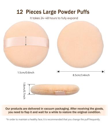 12 Pack Cotton Powder Tassels - Round 3.4 Champagne Makeup Applicators for Face & Body - International Shipping Available - Buy Online on GoSupps.com