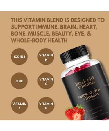 Black Girl Vitamins Once a Day - Womens Multivitamin Gummy - Vitamin A B C E and Zinc. Multivitamin for Women Immune Support. Vegan Gluten-Free. Made in The USA (30 Day Supply Strawberry) 60 Count (Pack of 1) - Buy Online on GoSupps.com