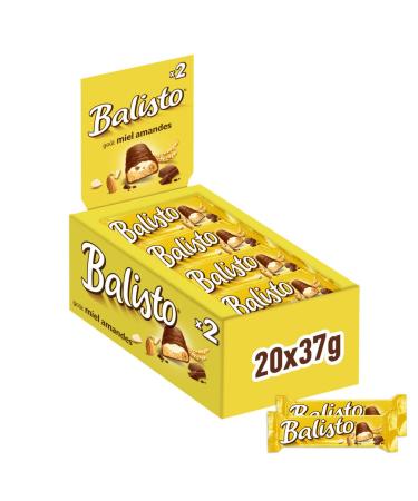BALISTO - Cereal and Milk Chocolate Biscuit Bar - Large Format - 20 x 37g - Honey & Almond Flavor - Ideal for Sharing