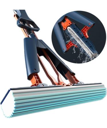 Mop Squeeze Foldable Cotton HeadReplace Household Cleaning Mopping Telescopic Handle Free Hand Washing (Blue 28cm Blue mop) to Pursue Happiness - Buy Online on GoSupps.com