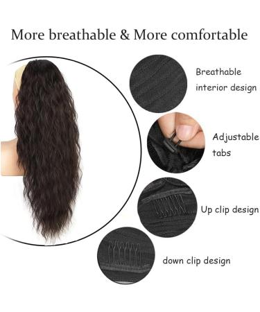 PORSMEER Dark Brown 28 Beach Wave Ponytail Extension - Synthetic Drawstring Clip-In Hairpiece for Women - Buy Online on GoSupps.com