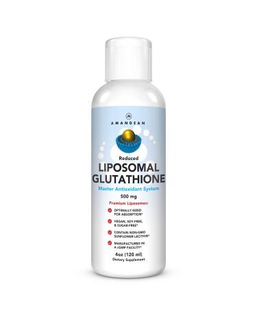Liposomal Glutathione Supplement | Liquid Reduced Setria L Glutathione 500mg | Immune Support, Brain Function, Anti-Aging, Detox, Skin Health | Non-GMO Sunflower Lecithin | Soy-Free & Vegan 4 Ounce (Pack of 1)