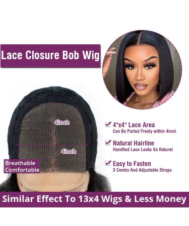 Short Bob 4x4 Lace Closure Straight Wig 8 Natural Color - 100% Human Hair Brazilian Virgin Hair Glueless Lace Front Wig - Buy Online on GoSupps.com