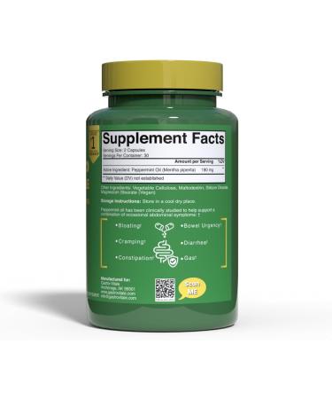 Gastro-Vitale Peppermint Oil for Bloating Gas GLP-1 Digestive Support - Gut Health & Abdominal Comfort - Vegan Enteric-Coated Capsules - 60 Count - Gelatin-Free Halal Alpha-Gal Safe - Buy Online on GoSupps.com