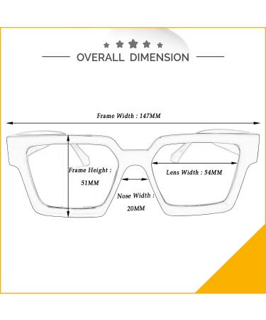 Kursan Square Black Glasses - Retro Oversized Thick Frame Eyeglasses for Women & Men - Clear Lens 54mm - Buy Online on GoSupps.com